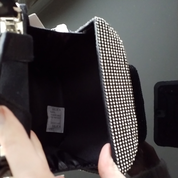 Alessia Rhinestone Bucket Bag Purse. NEW. Black w/ rhinestones, silver hardware. - Picture 16 of 16